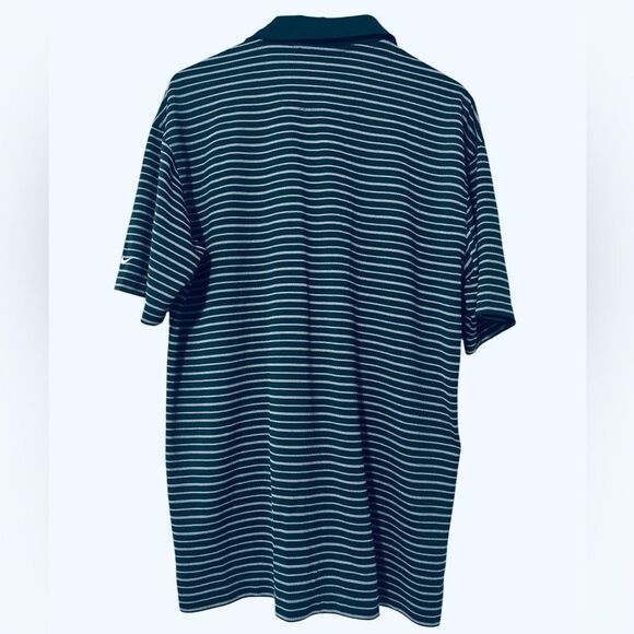 Nike Golf Mens Polo Shirt Sz XL Navy Striped Short Sleeve Dri Fit - Picture 3 of 3